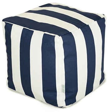 Majestic Home Goods Vertical Stripe Indoor Outdoor Pouf Ottoman - 17x17x17 Inches, Bean Bag for Livi...