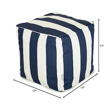 Stylish Vertical Stripe Pouf Ottoman for Indoor Outdoor Use