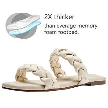 RUUBUSINESS Women's Flat Slides Sandals, Slip on Slide Sandal Casual Comfortable Summer Beach Shoes for Women. （013，Beige,6