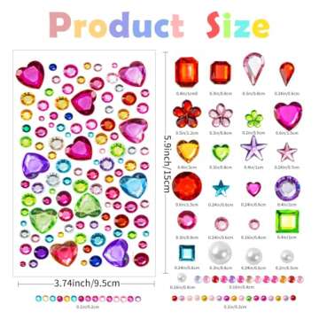 2774PCS Gem Stickers, Self Adhesive Gems for Crafts, Acrylic Bling Heart Stickers, Jewel Stickers Cr...
