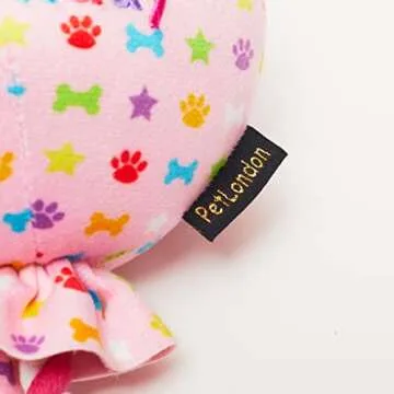 PET LONDON Birthday Pink Balloon Dog Toy - Celebrate Dog's Happy Birthday - Plush Colourful Rainbow Confetti Pattern Dog Party Gift-Perfect Pup Special Day Present-UK Designer Brand-Bday or Adoption