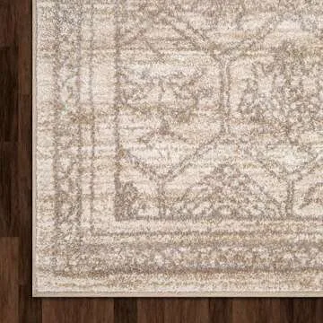Jenni Yolo Home Aster Area Rug - 5'3" x 7' Neutral Tan Rectangle, Stain-Resistant, Non-Shedding, Easy to Clean, Soft, Durable, Traditional Indoor Home Décor