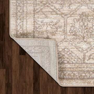 Jenni Yolo Home Aster Area Rug - 5'3" x 7' Neutral Tan Rectangle, Stain-Resistant, Non-Shedding, Easy to Clean, Soft, Durable, Traditional Indoor Home Décor