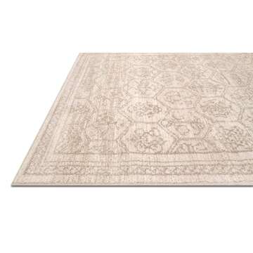 Jenni Yolo Home Aster Area Rug - 5'3" x 7' Neutral Tan Rectangle, Stain-Resistant, Non-Shedding, Easy to Clean, Soft, Durable, Traditional Indoor Home Décor