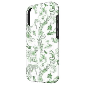 Elegant French Green Toile Phone Case for Protection