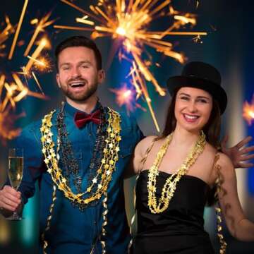 Sasylvia 102 Pcs Happy New Year Beads Necklaces for Parties