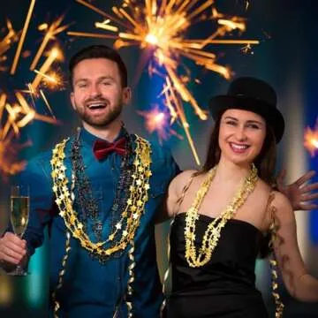 Sasylvia 102 Pcs Happy New Year Beads Necklaces for Parties