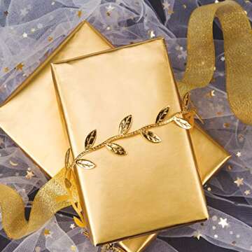 RUSPEPA Gold Wrapping Paper - Matte Metallic Foil Solid Color Gift Wrap Paper Roll Perfect for Birth...