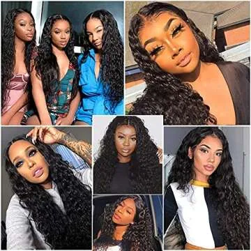 Metamuclia 34 Inch Long Human Hair Wig Water Wave Lace Front Wigs Brazilian Virgin Human Hair 180% Density 4X4 Curly Wave Lace Closure Wigs for Women Glueless Pre Plucked with Baby Hair Natural Black