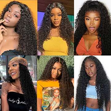 Metamuclia 34 Inch Long Human Hair Wig Water Wave Lace Front Wigs Brazilian Virgin Human Hair 180% Density 4X4 Curly Wave Lace Closure Wigs for Women Glueless Pre Plucked with Baby Hair Natural Black