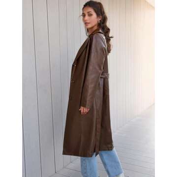 Trendy Queen Women's Faux Leather Long Trench Coat 2025