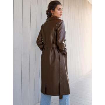 Trendy Queen Women's Faux Leather Long Trench Coat 2025