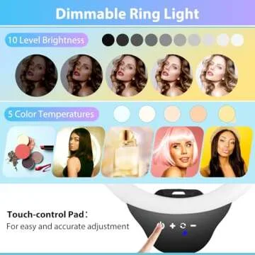 Sensyne 12-inch Ring Light with 67-inch Selfie Stick, Tripod and Phone Holder, Selfie Remote Control Circle Light for Live Stream/Video Recording/TikTok, Compatible with All Phones and Cameras