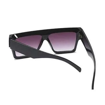 Freckles Mark Trendy Square Aviator Thick Oversized Sunglasses Womens Mens Designer Cat Eye Sun Glasses (Black, 70)