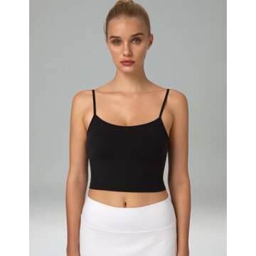 Colorfulkoala Women's Dreamlux Crop Tank Tops with Built in Bra Adjustable Spaghetti Strap Padded Sl...