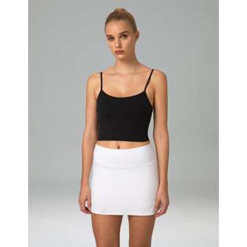 Colorfulkoala Women's Dreamlux Crop Tank Tops with Built in Bra Adjustable Spaghetti Strap Padded Sleeveless Workout Yoga Camisole(M, Black)