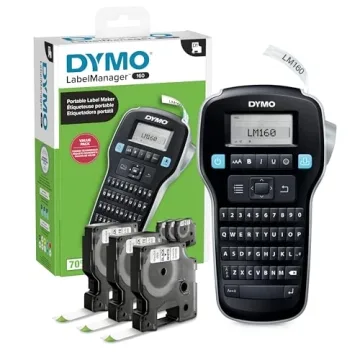 DYMO LabelManager 160 Portable Label Maker Bundle, Easy-to-Use, One-Touch Smart Keys, QWERTY Keyboar...