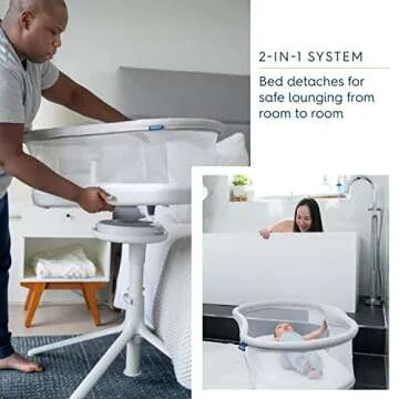 HALO 3.0 BassiNest Swivel Sleeper and 100% Cotton Sleepsack Swaddle, Cream, Small (Bundle)