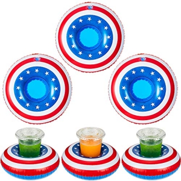Inflatable Patriotic Drink Holder Patriotic Inflatable Cup Coasters Pool Drink Cup Holder Floats for...