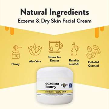 ECZEMA HONEY Oatmeal Facial Cleanser - Soothing Facial Cream - Bundle for Sensitive & Dry Skin - Cru...