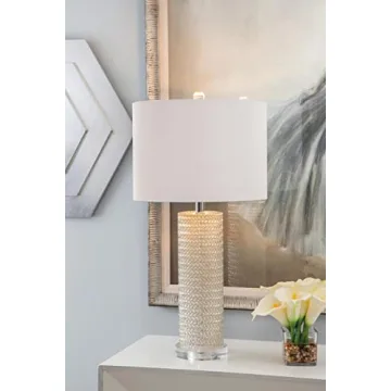 Bassett Mirror L3336TEC Glass Nina Table Lamp in Silver