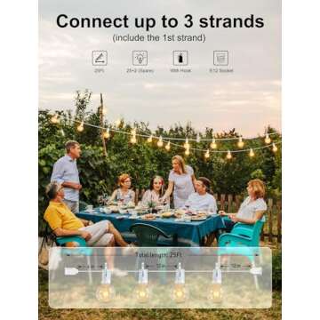 Outdoor String Light 25Feet G40 Globe Patio Lights with 27 Edison Glass Bulbs(2 Spare), Waterproof C...