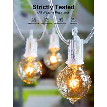 Outdoor String Light 25Feet G40 Globe Patio Lights with 27 Edison Glass Bulbs(2 Spare), Waterproof Connectable Hanging Christmas Lights for Backyard Porch Balcony Party Xmas Decor, E12 Socket Base