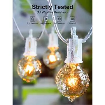 Outdoor String Light 25Feet G40 Globe Patio Lights with 27 Edison Glass Bulbs(2 Spare), Waterproof Connectable Hanging Christmas Lights for Backyard Porch Balcony Party Xmas Decor, E12 Socket Base