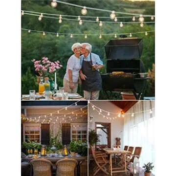 Outdoor String Light 25Feet G40 Globe Patio Lights with 27 Edison Glass Bulbs(2 Spare), Waterproof Connectable Hanging Christmas Lights for Backyard Porch Balcony Party Xmas Decor, E12 Socket Base