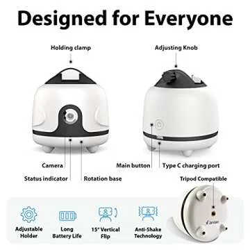 Tripod Auto Face Tracking Tripod, Jarvisen Phone Stabilizer No App Required, 360° Rotation Face Body Tripod Camera Mount Smart Shooting Phone Tracking Holder for Live Vlog Streaming Video