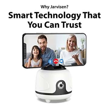 Tripod Auto Face Tracking Tripod, Jarvisen Phone Stabilizer No App Required, 360° Rotation Face Body Tripod Camera Mount Smart Shooting Phone Tracking Holder for Live Vlog Streaming Video