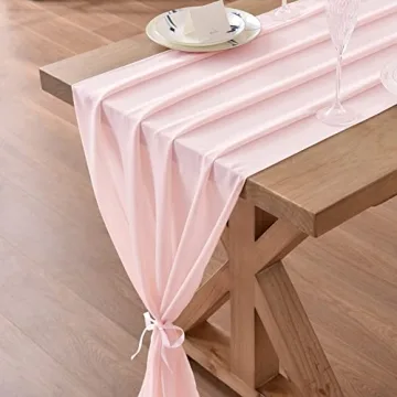 Socomi Blush Pink Chiffon Table Runner for Weddings