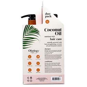 Oliology Nutrient Rich Coconut Oil Shampoo & Conditioner Combo Pack - Helps Restore Damaged Hair | Provides Intense Shine | Moisturizing | Made in USA, Cruelty Free & Paraben Free (32oz)