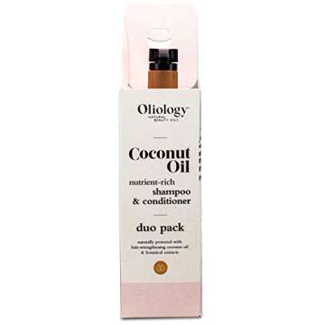Oliology Nutrient Rich Coconut Oil Shampoo & Conditioner Combo Pack - Helps Restore Damaged Hair | Provides Intense Shine | Moisturizing | Made in USA, Cruelty Free & Paraben Free (32oz)