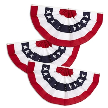 1.5x3 Ft 4th of July Decorations Memorial Day American flags Bunting Flags outdoor- Half Fan Banner ...