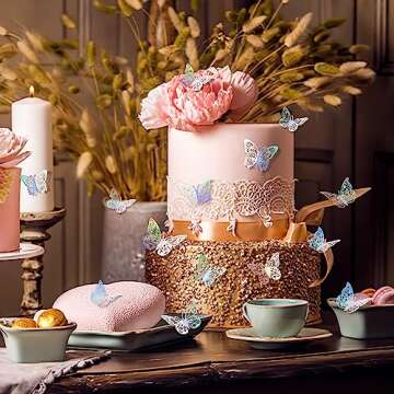 72 Pcs Butterfly Decorations, 3 Sizes 3 Styles Butterfly Wall Decor, Butterfly Party Decorations, Birthday Decorations Butterflies for Crafts, Cake Decorating, Wall Stickers Room Decor(Rainbow Silver)