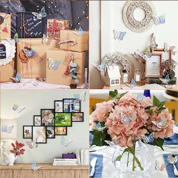 72 Pcs Butterfly Decorations, 3 Sizes 3 Styles Butterfly Wall Decor, Butterfly Party Decorations, Birthday Decorations Butterflies for Crafts, Cake Decorating, Wall Stickers Room Decor(Rainbow Silver)