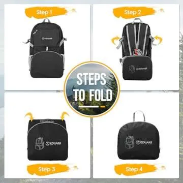 ZOMAKE Lightweight Packable Backpack 35L, Light Foldable Backpacks Water Resistant Collapsible Hiking Bag, Compact Folding Day Pack for Travel Camping(Black)