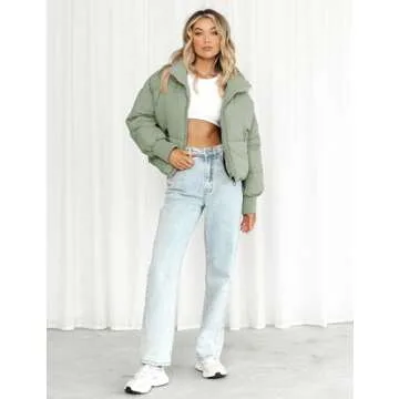 Lianlive Women's Stylish Cropped Puffer Jacket for Winter