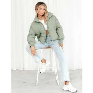 Lianlive Women's Stylish Cropped Puffer Jacket for Winter