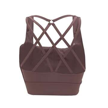 Aoxjox Sports Bras for Women High Impact Fitness Running Training Rebellion Yoga Crop Tank Workout Tops (Fudge Coffee, Small)