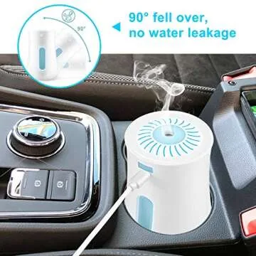 HIETON Mini USB Desk Humidifier, 7 Colors Night Light, Auto Timing, Quiet Operation, 200ml Portable Personal Cool Mist Small Humidifiers for Car Office Travel Babies Bedroom (White)