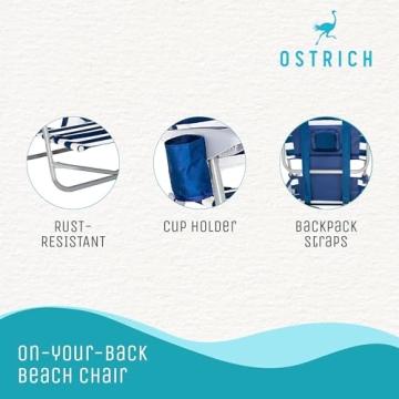 Ostrich Beach Chair with Adjustable Recline and Face Hole