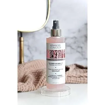 Advanced Clinicals Collagen + Rosewater Facial Mist Toner W/Charcoal & Aloe Vera. Alcohol-Free PH Balancing Formula Detoxifies & Hydrates Skin Improving Overall Skin Tone, Calming Face Mist, 8 Fl Oz