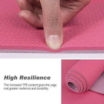 Yoga Mat, Upgraded 1/4 inch Non-Slip Texture Pro Yoga Mat Eco Friendly Exercise & Workout Mat with Carrying Strap - for Yoga, Pilates and Floor Exercises (Pink)