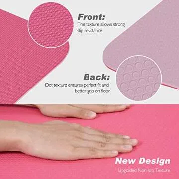 Yoga Mat, Upgraded 1/4 inch Non-Slip Texture Pro Yoga Mat Eco Friendly Exercise & Workout Mat with Carrying Strap - for Yoga, Pilates and Floor Exercises (Pink)