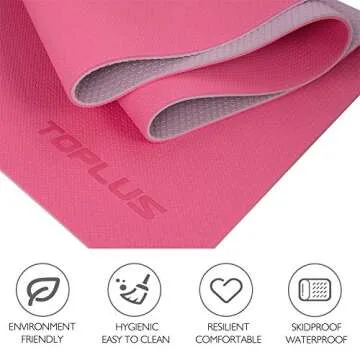 Yoga Mat, Upgraded 1/4 inch Non-Slip Texture Pro Yoga Mat Eco Friendly Exercise & Workout Mat with Carrying Strap - for Yoga, Pilates and Floor Exercises (Pink)