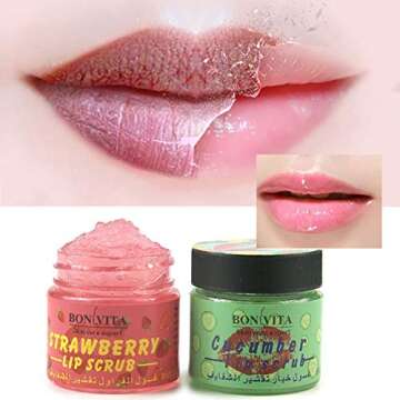 Yiitay 100% Natural Lip Scrub Exfoliating Lip Scrub Moisturizing Lips Nourishing Lips Care Strawberr...