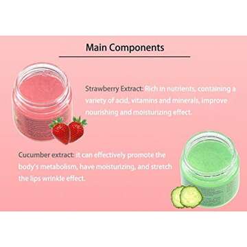 Yiitay 100% Natural Lip Scrub Exfoliating Lip Scrub Moisturizing Lips Nourishing Lips Care Strawberry Lips Balm Cream for Chapped Dry Lips, 40g, Strawberry Flavour