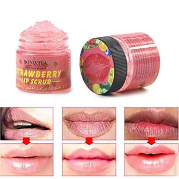 Yiitay 100% Natural Lip Scrub Exfoliating Lip Scrub Moisturizing Lips Nourishing Lips Care Strawberry Lips Balm Cream for Chapped Dry Lips, 40g, Strawberry Flavour